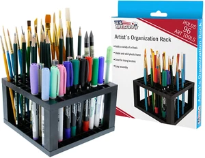U.S. Art Supply 96 Hole Plastic Pencil & Brush Holder - Desk Stand Organizer Ho - Picture 1 of 12