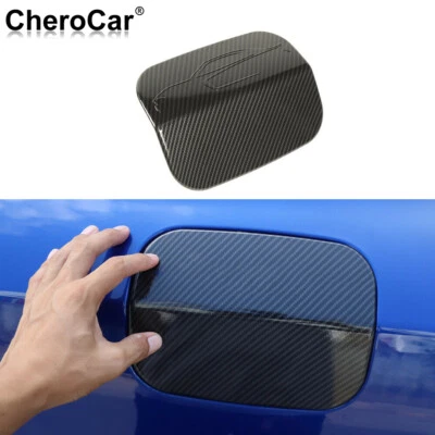 Black Carbon Fiber Door Fuel Tank Gas Cap Cover Trim For Dodge Charger 2011-2020 Foto 1 de 4