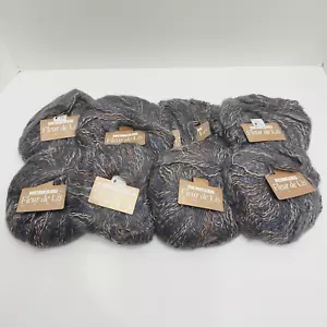 Vintage Reynolds Fleur de Lis Yarn Mohair Wool Blend Worsted Dark Gray Bag of 8 - Picture 1 of 10