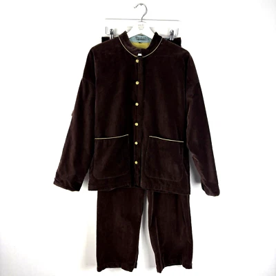 Gudrun Sjoden 2 Piece Set Jacket Skirt Green Brown Small Linen Cotton Velvet - Image 1 of 4