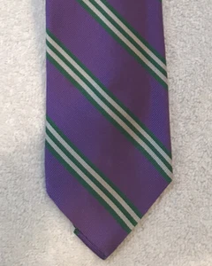 BROOKS BROTHER Silk Purple With Green Stripes Design Tie BRAND NEW - Picture 1 of 3