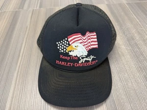 Cappello camionista vintage Harley Davidson KEEP THE SPIRIT Eagle bandiera USA berretto America - Foto 1 di 8