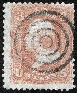 US Sc 94 Rose Red 3¢ “F“ Grill 1868 Four Ring Target Cancel - Picture 1 of 1