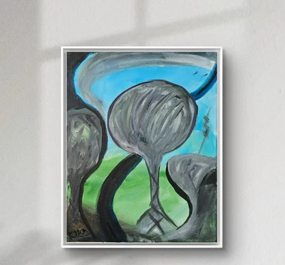 Pintura Acrílica Abstracta Mundo Paisaje Alienígena Arte Original 11x14 Lienzo - Foto 1 de 4