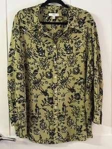 M&S Print Shirt Größe 20 - Langarm Grün Mix Oberteil - Marks and Spencer - Bild 1 von 11