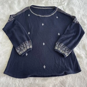 Sundance Bluse lila weiß Waffelstrick bestickt marine Ballonärmel - Bild 1 von 10