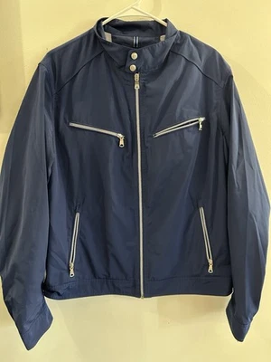 Chaqueta cortavientos Banana Republic Spring ligera azul marino plateada talla L Foto 1 de 4