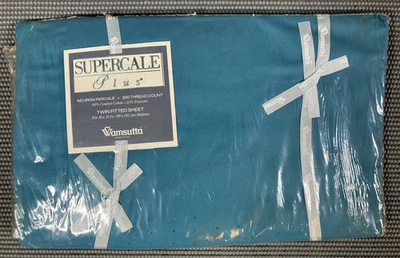 VTG Wamsutta Supercale Plus Twin Fitted Sheet Green Teal No Iron Sealed New - Image 1 of 3