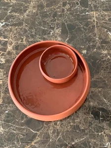 10.5" VINTAGE Bortner & Bortner TERRACOTTA SOUTHWEST chip & dip platter bowl - Picture 1 of 15