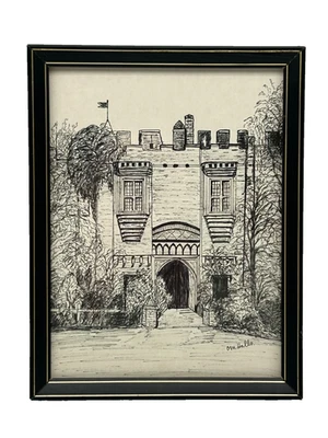 Original Architectural 1985 Sketch Drawing Castle Gate House O.M. Halls E12 G778 - Image 1 of 4