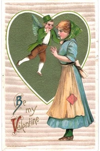 Winsch Valentine A/Uns Schmucker Irlanda Cuore Oro Cupido e Signora Folletto 1910 - Foto 1 di 2