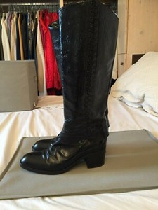 Stivali da donna neri in pelle, altezza tacco Medio (5,1-7,5 cm) | Acquisti  Online su eBay