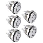 (DC3~6V Blue)Button Switch 5Pcs 12mm Button Switch Stainless Steel Flat Top