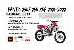FANTIC 250F 250 XEF 2021-2022 template 1/1 real scale EPS PDF CDR format - Bild 1 von 2
