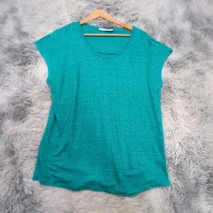 Sportscraft Active 100% Linen T-Shirt Tee Womens L Teal Green Breathable Relaxed - Picture 1 of 11