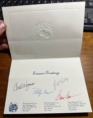 1980's WCT World Championship Tennis Christmas Card Autograph Carol Weyman + 3 - Image 1 of 3
