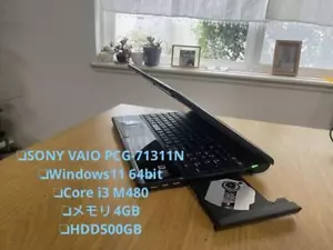 SONY VAIO PCG-71311N Note PC Laptop PC HDD 500GB RAM 4GB CPU Core i3 M480 WIn11C - Picture 1 of 9