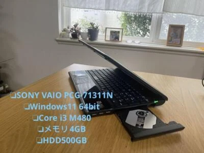 SONY VAIO PCG-71311N Note PC Laptop PC HDD 500GB RAM 4GB CPU Core i3 M480 WIn11C - Image 1 of 4