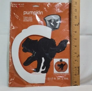 Vintage NOS ~ American Greetings Forget Me Not Kürbis mit schwarzem Katzen-Mittelstück - Bild 1 von 7