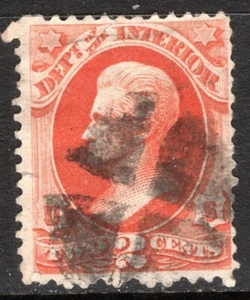 US Stamp Scott #O16, 2c, Official, Interior, Vermilion, Used, SCV$12.00 - Picture 1 of 1