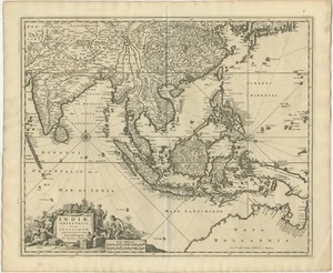 Antica mappa del sud-est asiatico centrata sullo Stretto di Malacca e peni malesi - Foto 1 di 1