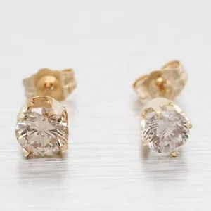 Vintage 1.00ctw Asymmetrical Diamond Stud Earrings - 14k Yellow Gold (3:2 Ratio) - Picture 1 of 4