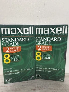 Maxell VHS T-160 Premium Grade 8 Hour Tapes - Sealed 2 Count - Picture 1 of 3