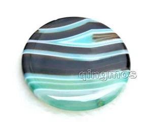 Moda 45mm Redondo Verde a Rayas Colgante de Ágata Natural para Mujer Joyería Pluma91 - Imagen 1 de 31