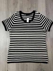 Lane Bryant Women’s Black And White Striped Short Sleeve Sweater Size 18/20 NWT - Picture 1 of 5