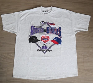 Vintage 1995 Atlanta Braves Colorado Rockies MLB Playoffs T-Shirt XXL Deadstock - Picture 1 of 7