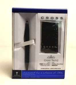 NEW Cross Tech2 ballpoint pen & stylus black set w microfiber cleaning cloth - Picture 1 of 2