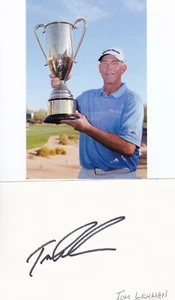 TOM LEHMAN - 1996 Open Championship winner -PERSONALLY SIGNED INDEX CARD + PHOTO - Picture 1 of 2
