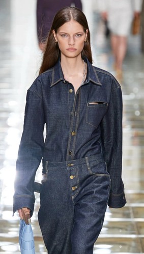 Bottega Veneta Denim Primavera 2020 Runway Giacca Camicia Indigo Denim Jacket