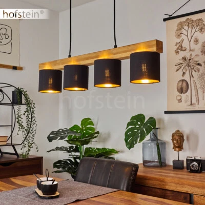 HOFSTEIN Ess Schlaf Wohn Zimmer Lampen Pendel Leuchten Holz Braun Schwarz Lichteffekt