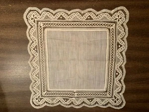 Antique Edwardian Wedding Handkerchief With Fine Mixed Lace - Picture 1 of 7