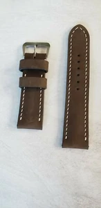 Brown Calf Leather Strap With Buckle 24mm Fits Panerai  - Picture 1 of 2