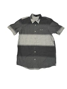 Camisa Oakley Y2K abotonada manga corta para hombre talla mediana gris rayas gruesas - Imagen 1 de 6