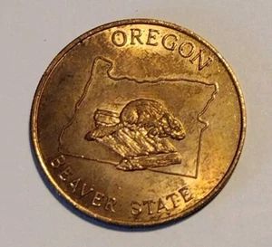 OREGON    Shell Oil States of the Union Bronze Game Token Coin - Picture 1 of 3