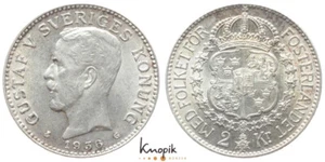 Sweden, Gustav V., 2 Krona 1936 G, SM 20, 15.00g., XF/XF-UNC. - Picture 1 of 1
