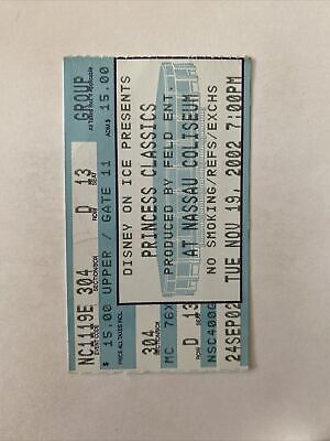 11/19/2002 Disney on Ice Princesses Nassau Coliseum Row D Seat 13 Ticket Stub>