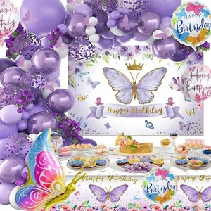 Butterfly Birthday Party Decorations Girls - 164Pcs Purple Butterfly Party Su... - Picture 1 of 6