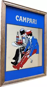 Rare Vintage Campari Mirrored Framed Advertisement Golfers at Table Approx. 13x9 - Picture 1 of 13