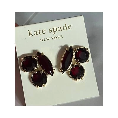Nuevos Pendientes Kate Spade granate oro marrón tachuelas oro $68 Foto 1 de 4