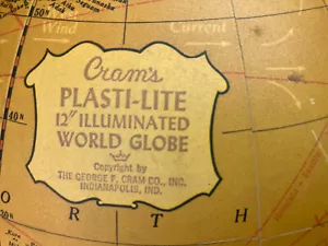 Cram's Plasti-lite Globo Mondo Vintage Illuminato 12 - Foto 1 di 3