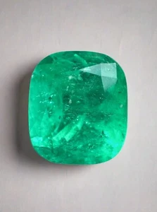 3.43 Carat Medium Green Natural Loose Colombian Emerald-Cushion Cut Gemstone - Picture 1 of 11