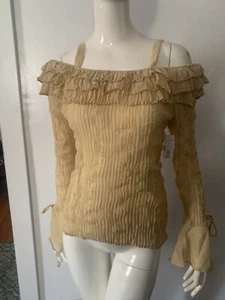 Kaelyn Max Crinkle Shirt Rüschen Fransen Top Gr. M, L Neu mit Etikett - Bild 1 von 8