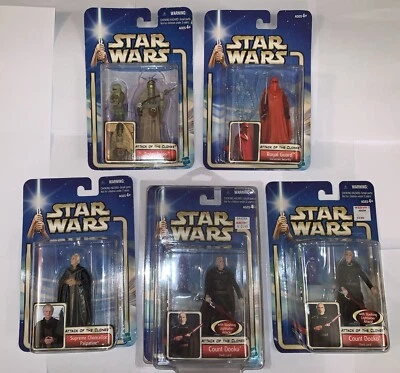 Lote de 5 figuras de acción Hasbro 2001 y 2002 Star Wars Attack of the Clones sin usar, en caja Foto 1 de 3