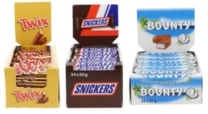 Testpaket Snickers 24x50g + Twix 25x50g + Bounty 24x57g - Schokoriegel - Bild 1 von 7
