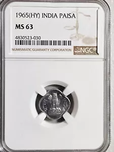 India 1 Paisa 1965HY NGC MS 63 - Picture 1 of 2