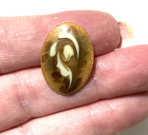 Men's TIE TAC WITH GOLD PLATED CHAIN -BROWN ENAMELED OVAL DISC- INGA - Picture 1 of 3